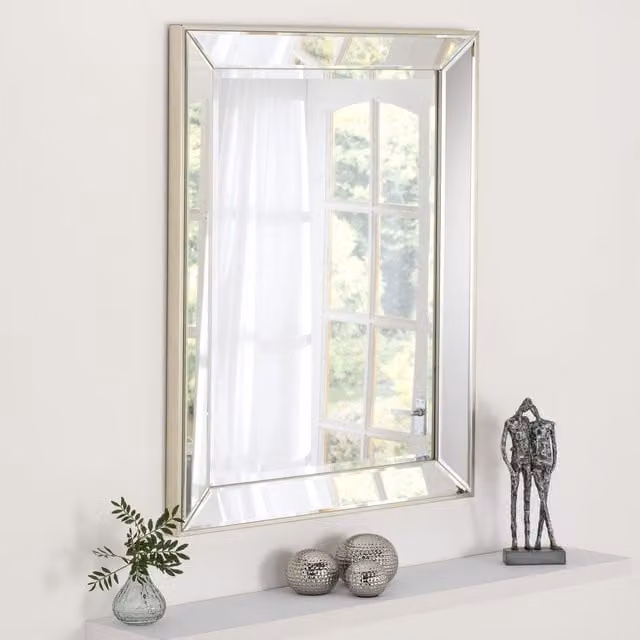 Yearn Champagne Angled Bevelled Mirror Tray, Width: 66 cm