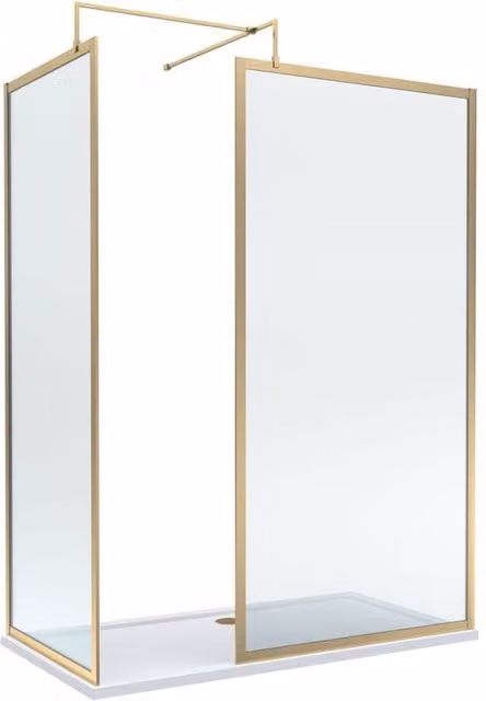 Balterley Framed Walk-In Wetroom Bundle in Gold with Rectangular Tray and Niche, W: 160 cm, D: 70 cm