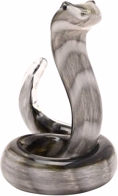 Objets d'Art Glass Snake Figurine in Grey and White – 1