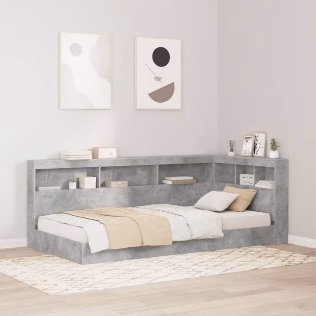Berkfield Home Minimalist Storage Headboard in Concrete Grey with Integrated Bedside Shelf, Width: 100 cm – 1