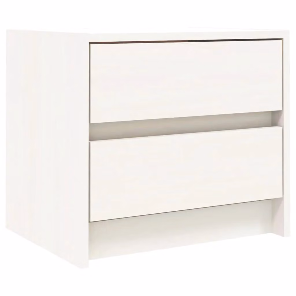 Berkfield Home White Rustic Solid Wood Pine Bedside Cabinet W/D/H: 40 x 31 x 35.5 cm – 2