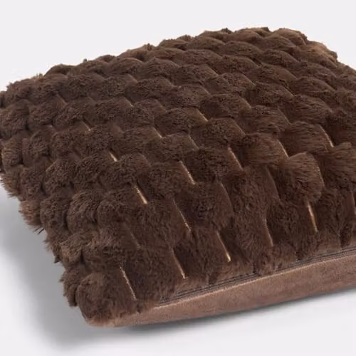 OHS Set of 2 Waffle Faux Fur Square Cushion Covers, Chocolate, W/D/H: 45 x 45 x 45 cm – 3