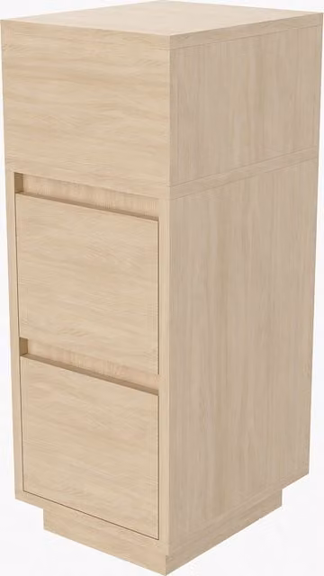Livingandhome Minimalist Beige Bedside Table with Storage Drawers in MDF and Wood