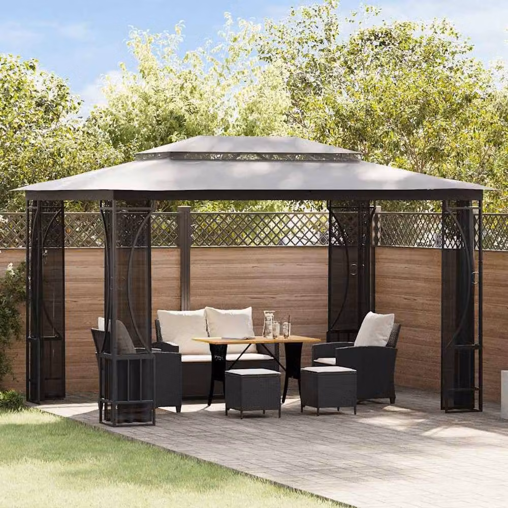 Berkfield Home Gazebo with Nets in Anthracite and Black, W/D/H: 300 x 400 x 265 cm – 1