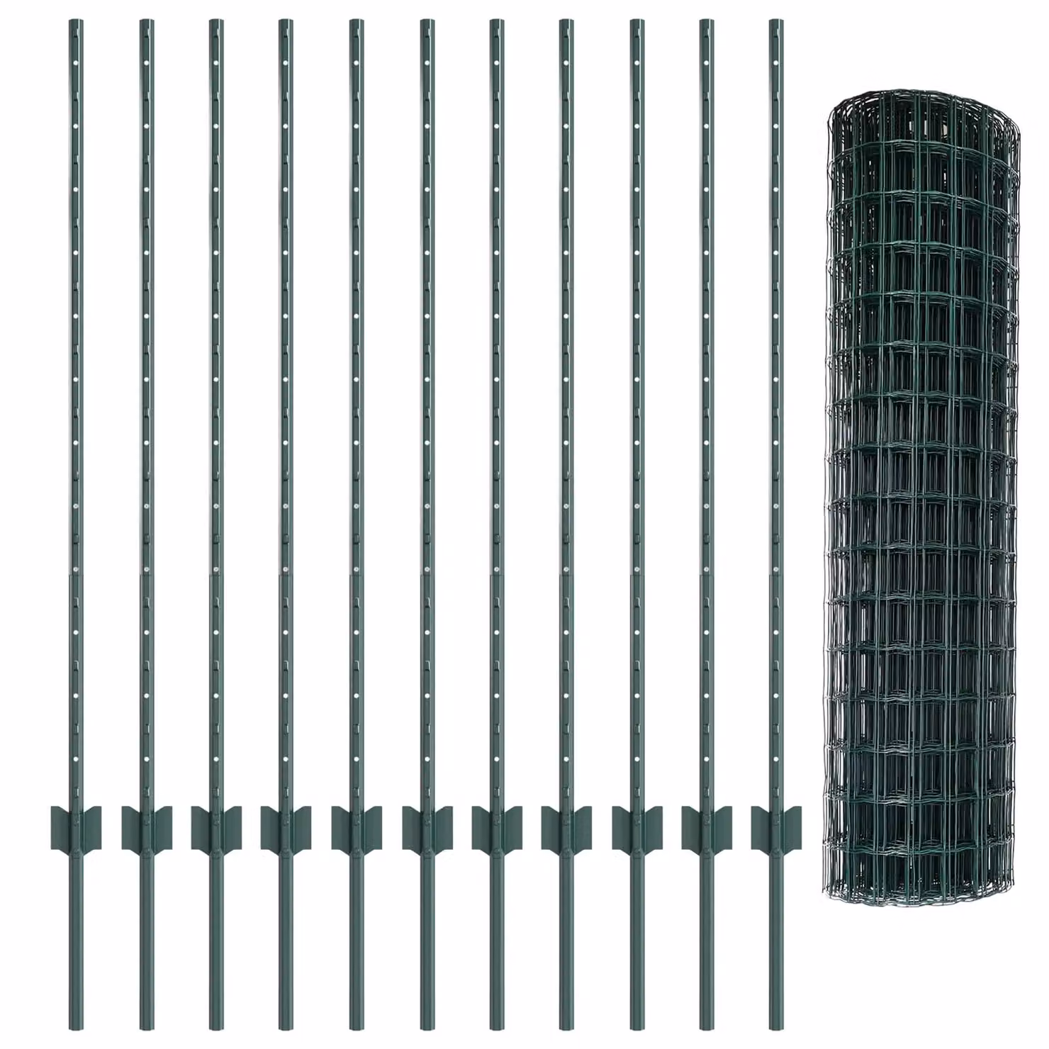 Berkfield Home Euro Fence Steel U-Profile Garden Fencing with 11 U-Posts, Green, W: 25 m, H: 1.2 m – 3