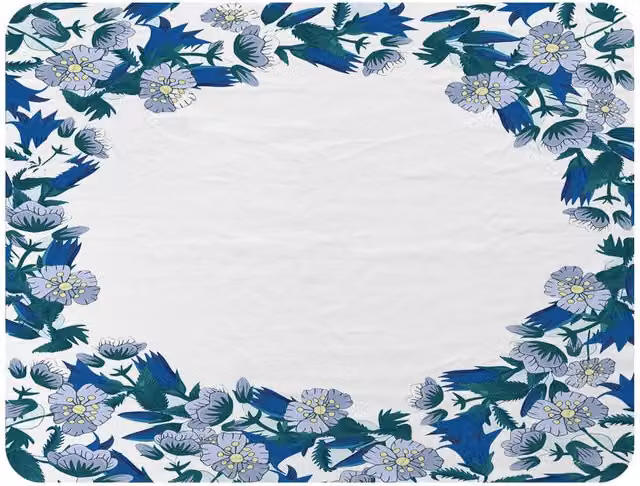 Benjamin Tate Design Winter Blue Flowers Fleece Blanket in Blue and Sand, W/H: 120 x 150 cm – 2
