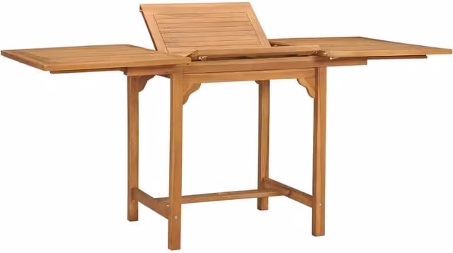 Berkfield Home Extending Garden Table in Brown Solid Teak Wood, W: 110-160 cm, D: 80 cm, H: 75 cm
