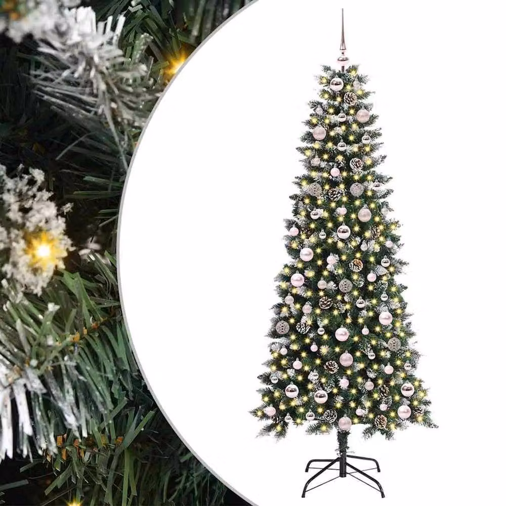 Berkfield Home Artificial Christmas Tree with 300 LEDs, Green, W/D/H: 76 x 76 x 180 cm – 1
