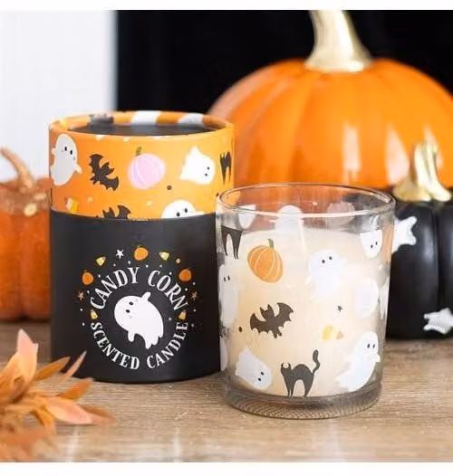 KDMD Sweet & Spooky Candy Corn Tabletop Candle in White