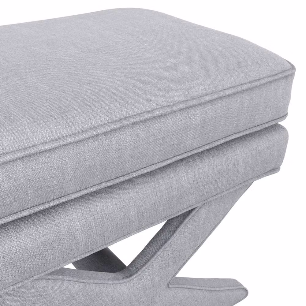 Wyld Haus Theodor Grey Linen Blend Upholstered Stool with Metal X Frame Legs – 3