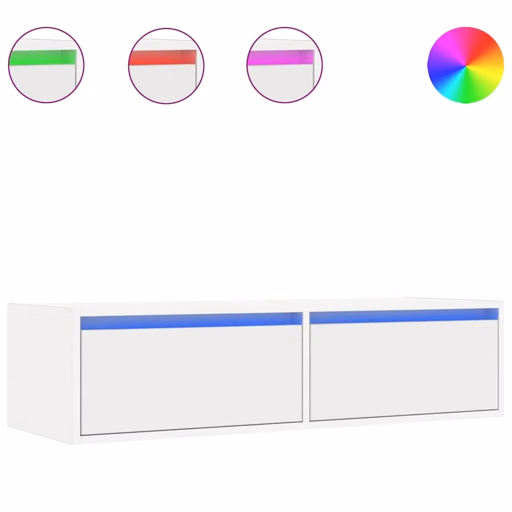 Berkfield Home Modern White TV Cabinet with LED Lights W/D/H: 100 x 35.5 x 25 cm – 2