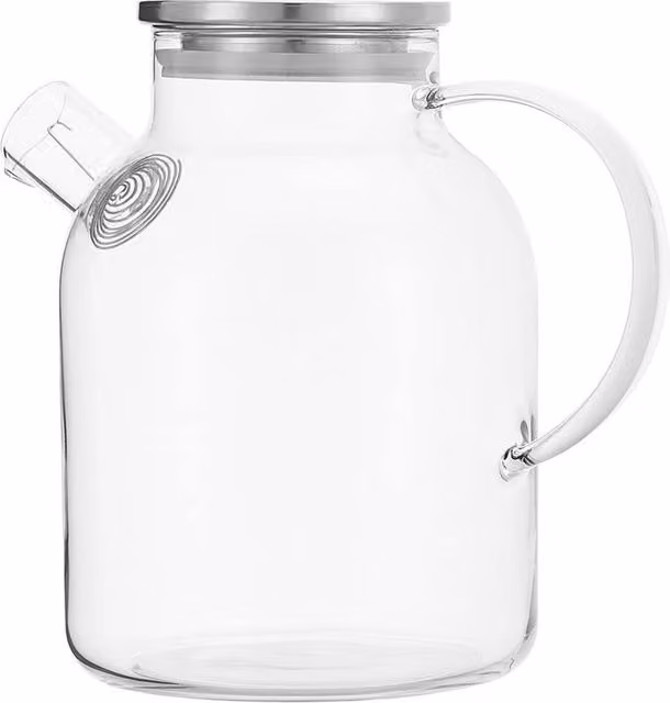 Living and Home High Borosilicate Glass Teapot with Stainless Steel Lid and Infuser, 1.8 l, Clear