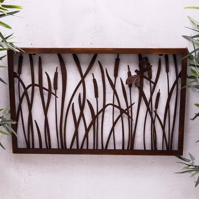 Annibells Rustic Dragonfly Metal Wall Art in Brown
