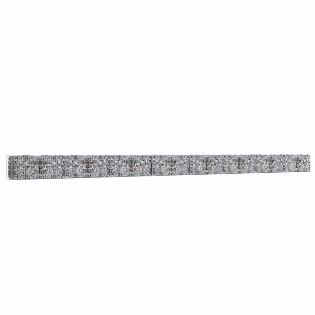 Berkfield Home Galvanised Steel Gabion Fence Wall with Covers in Silver, W/D/H: 900 x 50 x 50 cm – 2