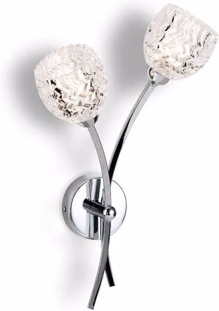 Firstlight Maple 2 Light Indoor Wall Light in Chrome with Transparent Glass and G9 Bulbs