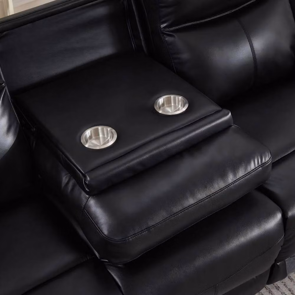 HOME LUXE INTERIOR Casper Black Leather 3 and 2 Seater Manual Recliner Sofa Set Pack – 5
