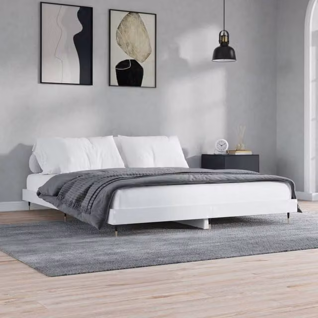 Berkfield Home Durable Bed Frame in White, W/D/H: 120 x 200 x 203 cm