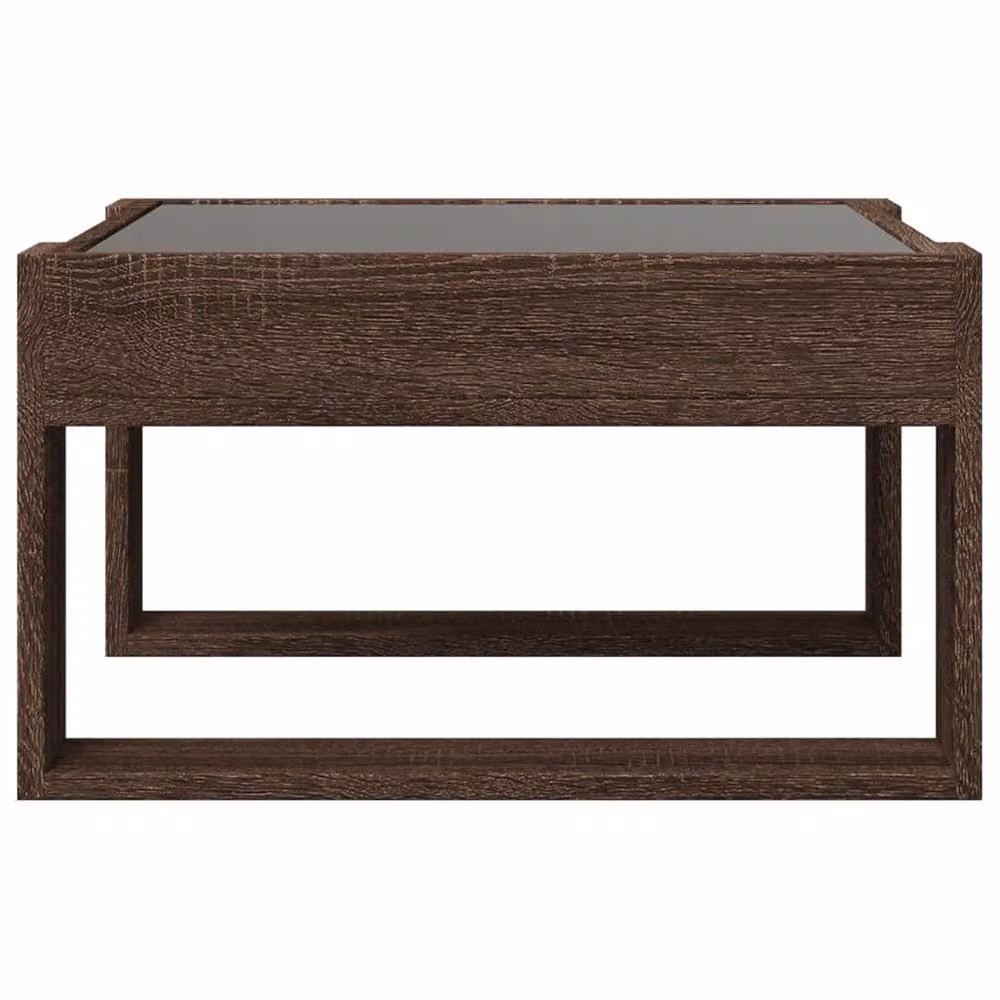 Berkfield Home Infinity LED Coffee Table in Brown Oak, W: 50 cm, D: 53 cm, H: 30 cm – 4
