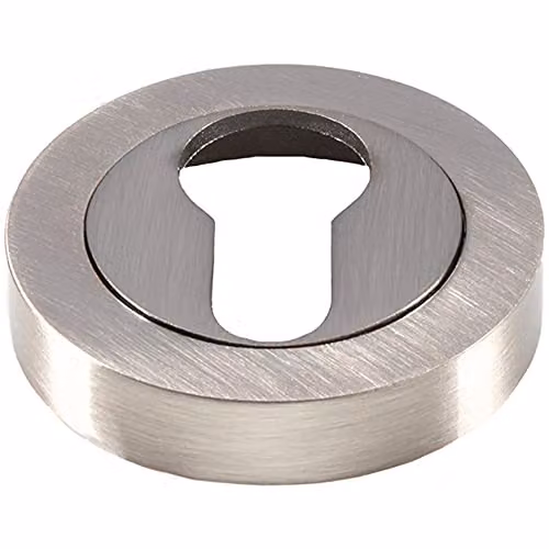 Loops 50mm Euro Profile Round Escutcheon Concealed Fix Brushed Satin Nickel Keyhole Cover in Silver