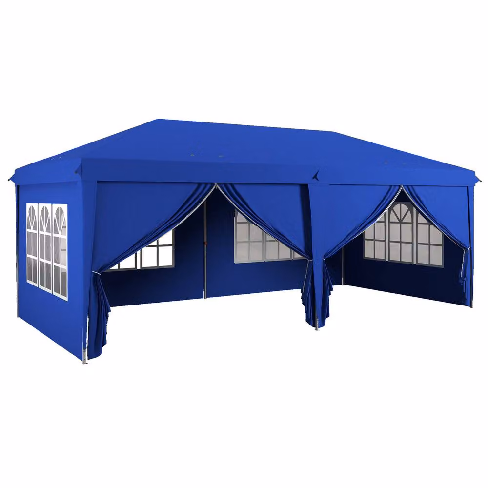 OUTSUNNY Blue Pop Up Gazebo Canopy Marquee with Carry Bag, W: 300 cm, D: 295 cm, H: 270 cm – 2