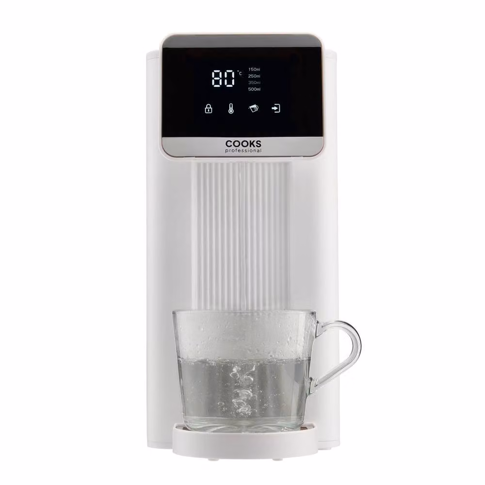Cooks Professional 2.5L Digital Hot Water Dispenser with Touch Display and Removable Tank in White – 4