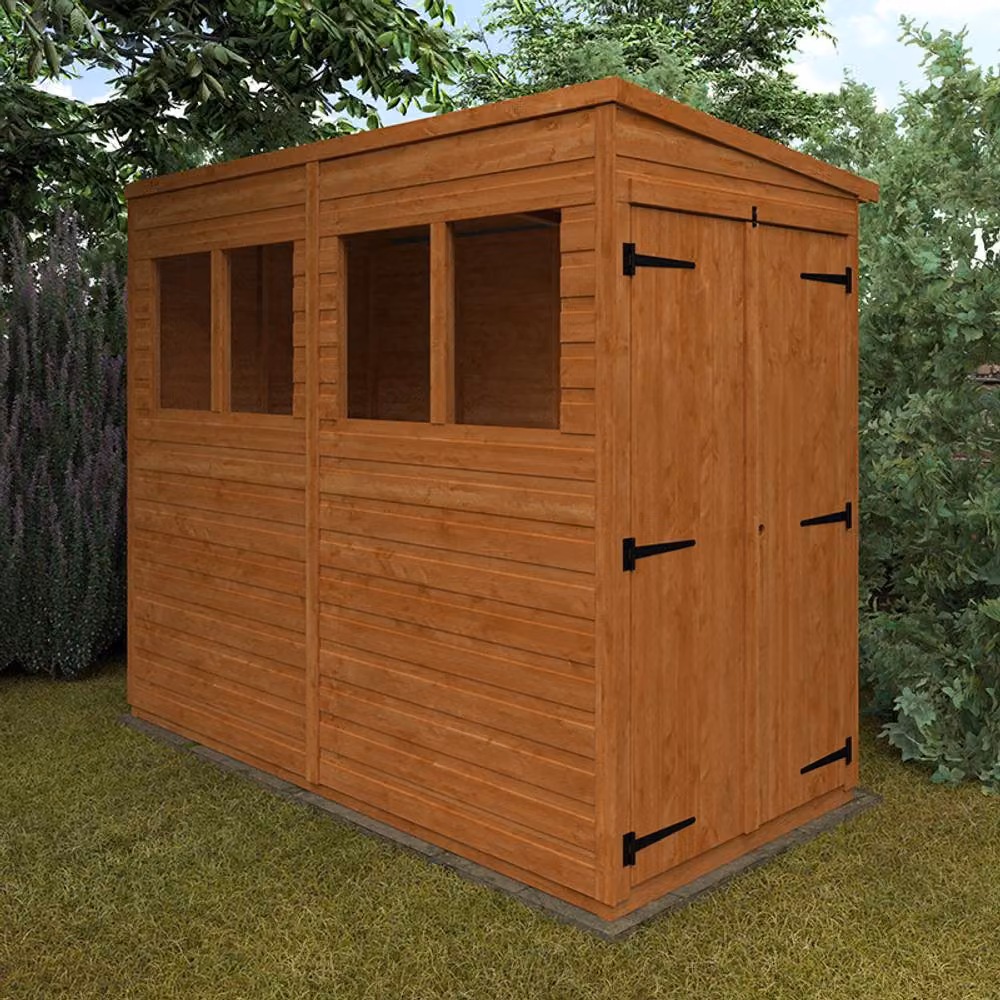 Buttercup Farm 8x4 Flex Pent Double Door 12mm Wood Play House in Burnt Orange, W: 115 cm, L: 238.8 cm, H: 203 cm – 2