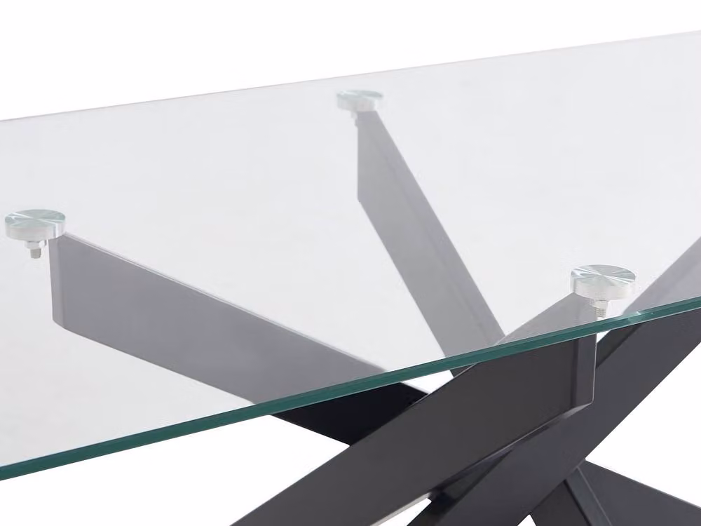 COSIMA Round Tempered Glass and Black Metal Coffee Table with Transparent Top, W: 60 cm, D: 60 cm, H: 44.5 cm – 3