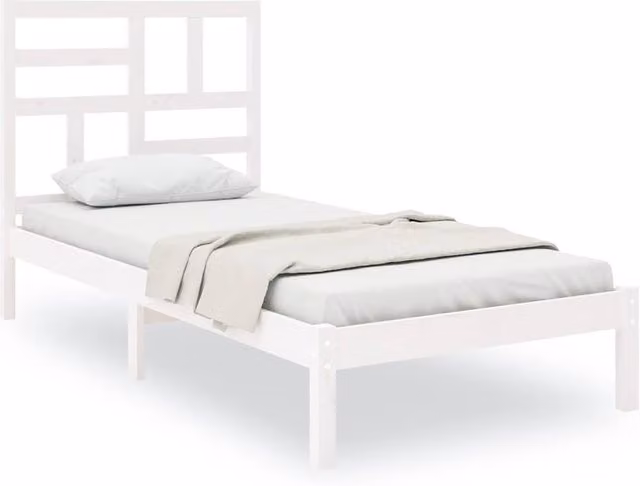 Berkfield Home White Solid Pine Wood Bed Frame W/D/H: 100 x 200 cm – 1