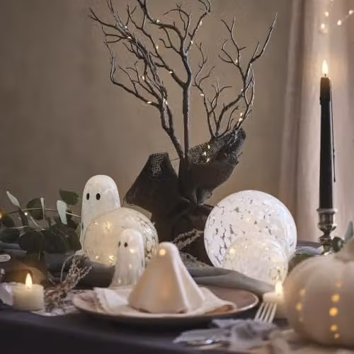 Lights4fun Gertie the Ghost Confetti Glass LED Halloween Tabletop Decoration, White – 3