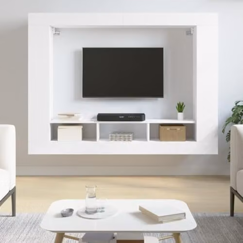vidaXL Modern White TV Cabinet in MDF, W/D/H: 152 x 22 x 113 cm – 2
