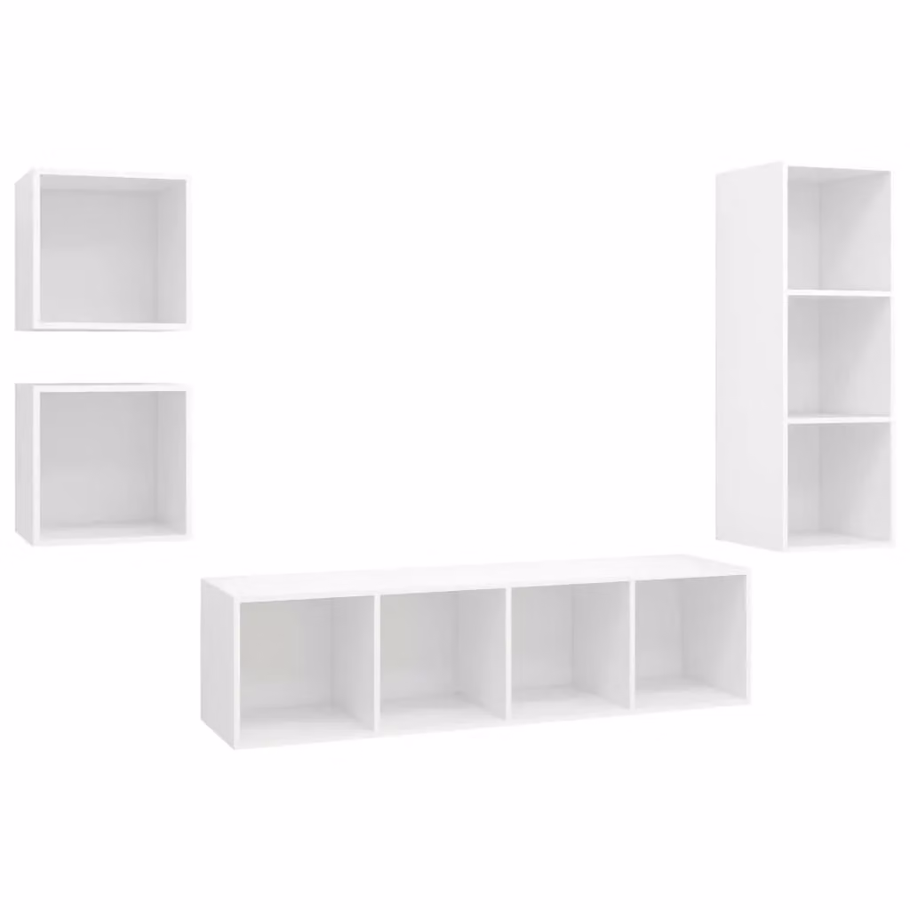 Berkfield Home 4 Piece Minimalist White Matt Engineered Wood TV Cabinet Set for your Living Room – 2