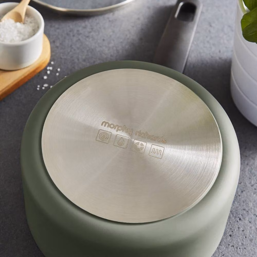 Morphy Richards 3-Piece Ceramic and Aluminium Saucepan Set, Green – 8