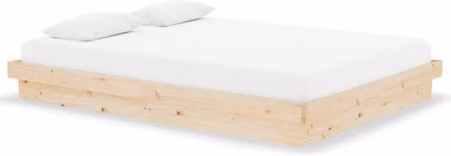 Berkfield Home Solid Wood Pine Bed Frame in Beige, W/D/H: 140 x 190 cm