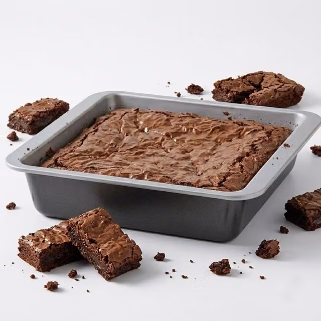 Storm Trading Group Set of 3 Non-Stick Rectangular Brownie Tins with Loose Base, Silver