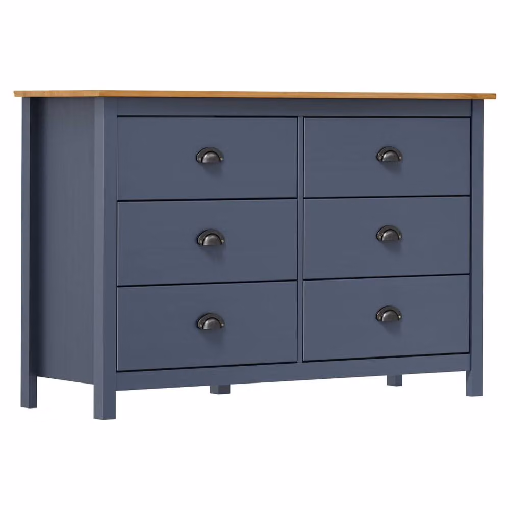 Berkfield Home Hill Sideboard in Dark Navy and Grey Solid Pine Wood, W/D/H: 125 x 40 x 80 cm – 2