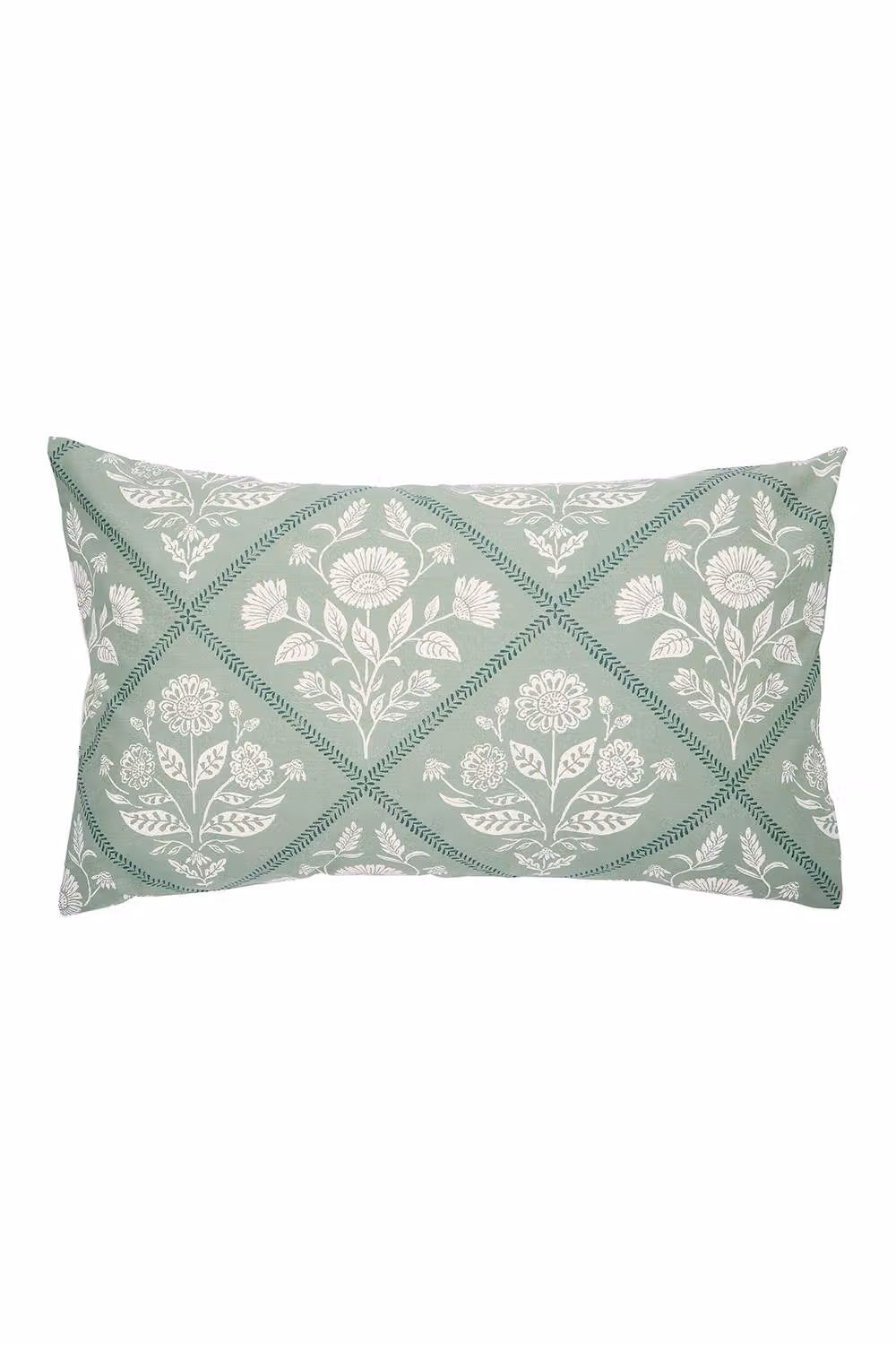 Helena Springfield Folk Trellis Reversible Cotton Duvet Cover and Pillowcase Set in Green, W/D/H: 140 x 200 cm – 2