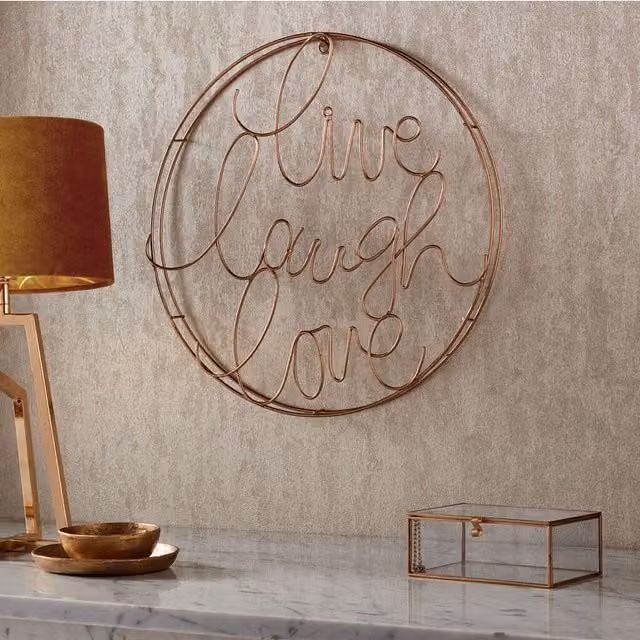 Art for the Home Live Laugh Love Gold Metal Typography Wall Art