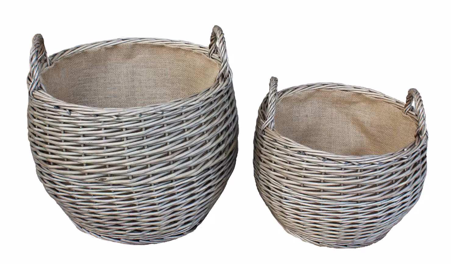 Red Hamper Wicker Antique Wash Stumpy Basket Set of 2 in Brown, Red and Grey – 2