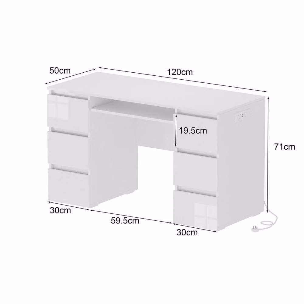 FORGEVIO White High Gloss Modern Dressing Table and Vanity Makeup Desk – 3