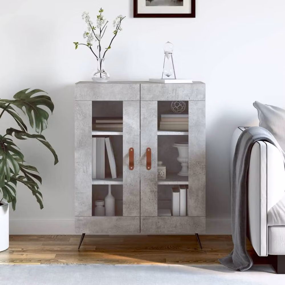 Berkfield Home Sideboard in Concrete Grey, W: 69.5 cm, D: 34 cm, H: 90 cm – 2