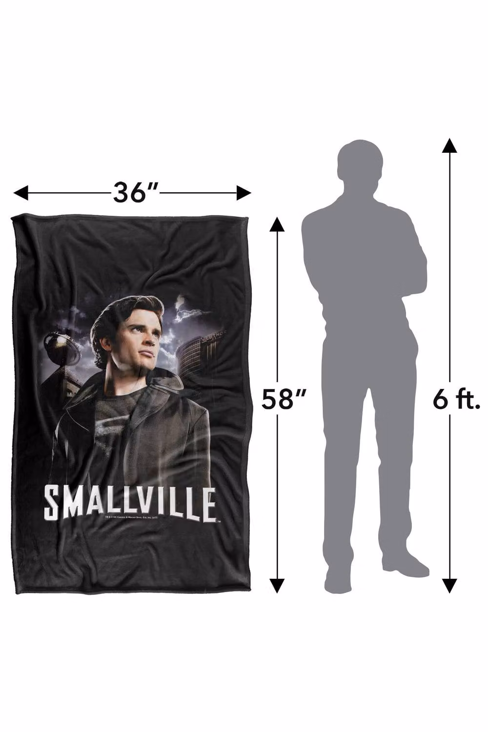 Warner Bros. Smallville Out Of The Shadows Super Soft Fluffy Polyester Throw Blanket, Multicolour and Black, Large – 3