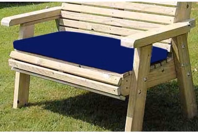 Churnet Valley Garden Furniture Ltd Waterproof Double Navy Blue Rectangular Outdoor Seat Pads with Foam Filling