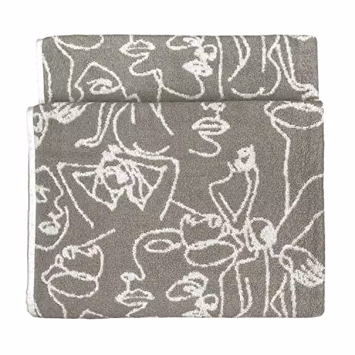 Riva Home Grey Cotton Terry Bath Towel with Border