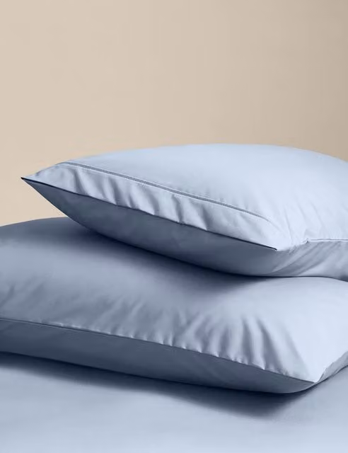 M&S 2 Pack Egyptian Cotton 230 Thread Count Percale Pillowcases in Blue