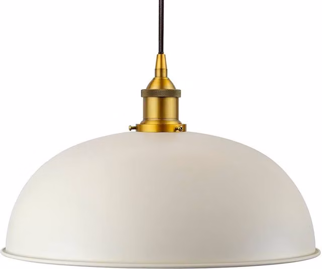 SE Home Worcester Clay White Pendant Light with Antique Gold and Black Dome Design