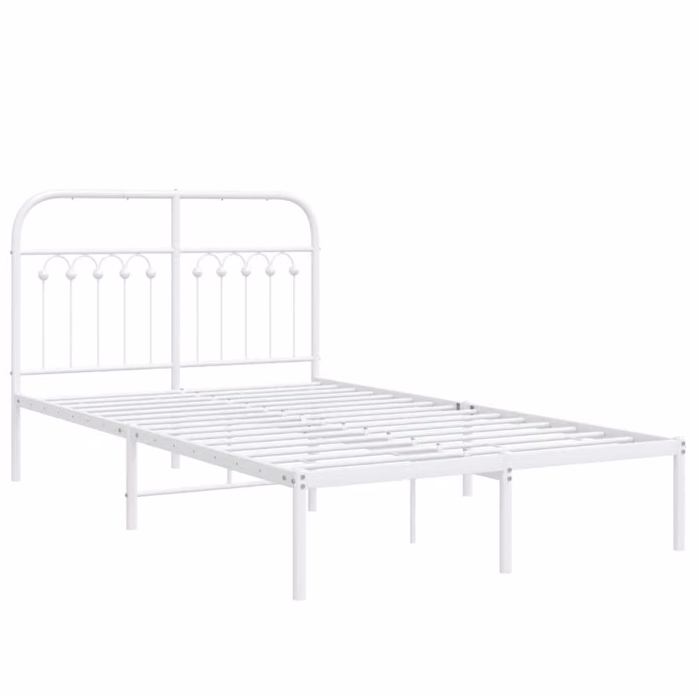 Berkfield Home Metal Bed Frame with Headboard, White, W/D/H: 120 x 200 cm – 3