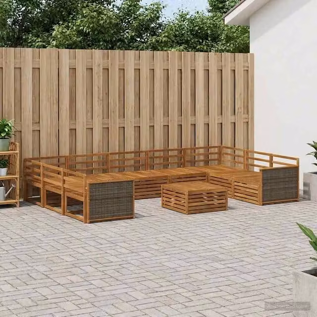 Berkfield Home 10 Piece Outdoor Sofa Set in Brown Natural Solid Acacia Wood