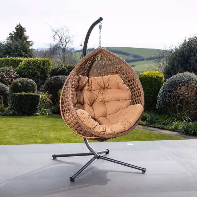 Artemis Home Modern Brown Rattan and Metal Egg Pod Chair