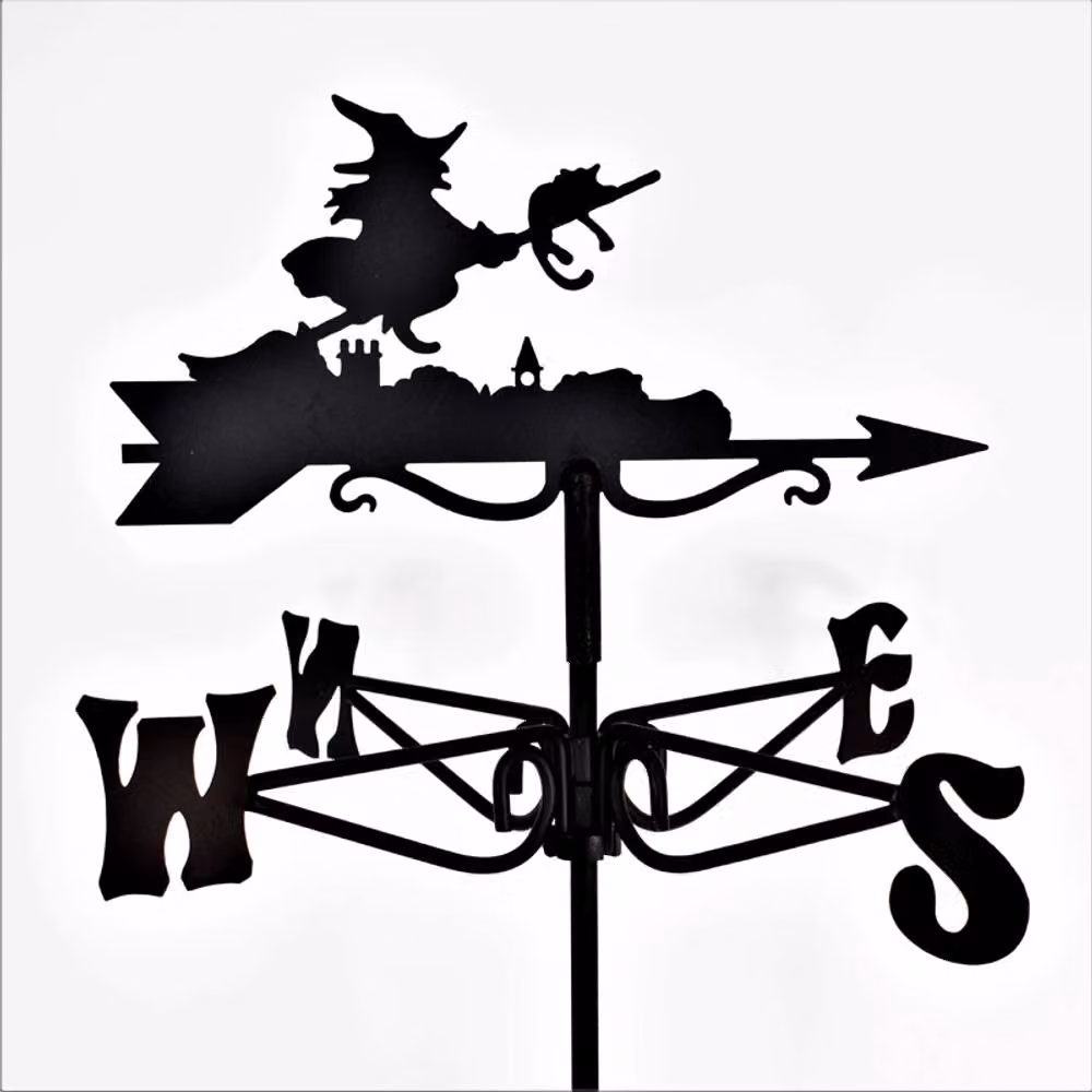 Buttercup Farm Mini Witch Weathervane in Black Steel, W38 x D38 x H43.5 cm – 2