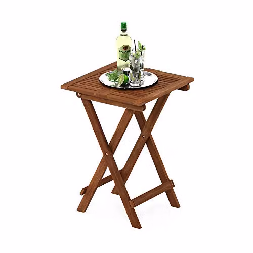 Furinno TIOMAN Folding Outdoor Side Table in Brown Oiled Treated Hardwood – 1
